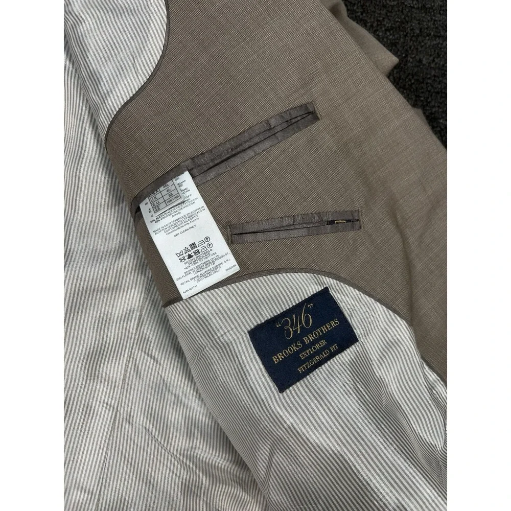 Brooks Brothers Explorer Fitzgerald 2 Piece Suit Mens 46L Pants 36x29 Wool Beige